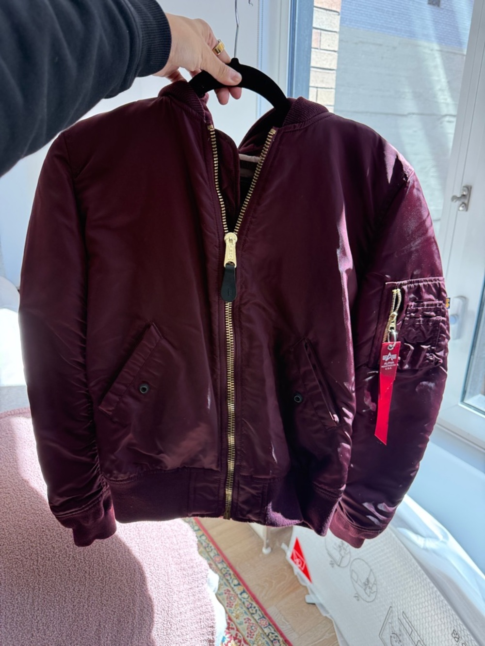 Alpha Industries Burgundy Bomber Jacket